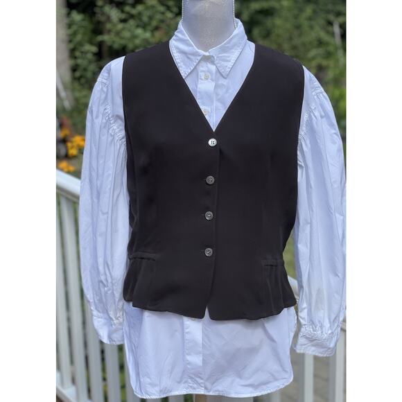Vintage 90s Emanuel Ungaro Womens Brown Silk Button-Front Vest Luxury Staple, 12 - Picture 10 of 16